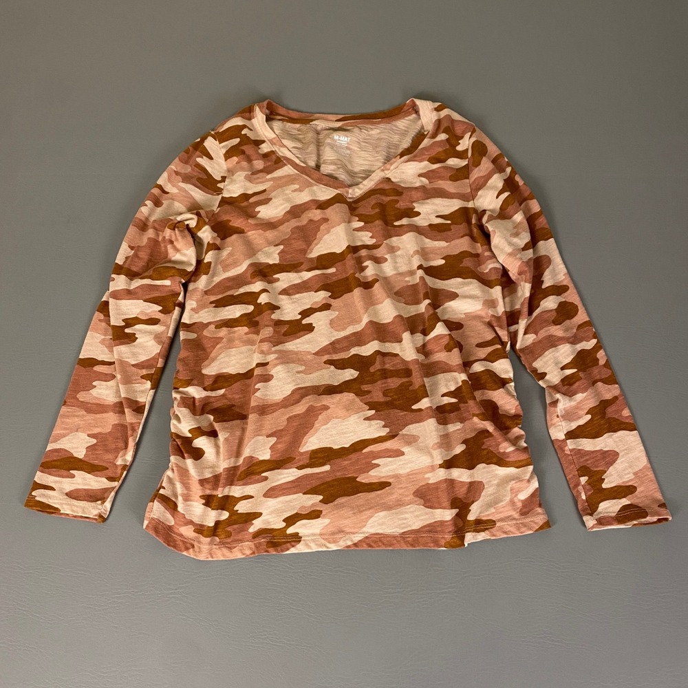 Sonoma Maternity T-Shirt‎ Top Women's Medium Camo Long Sleeve V Neck Casual